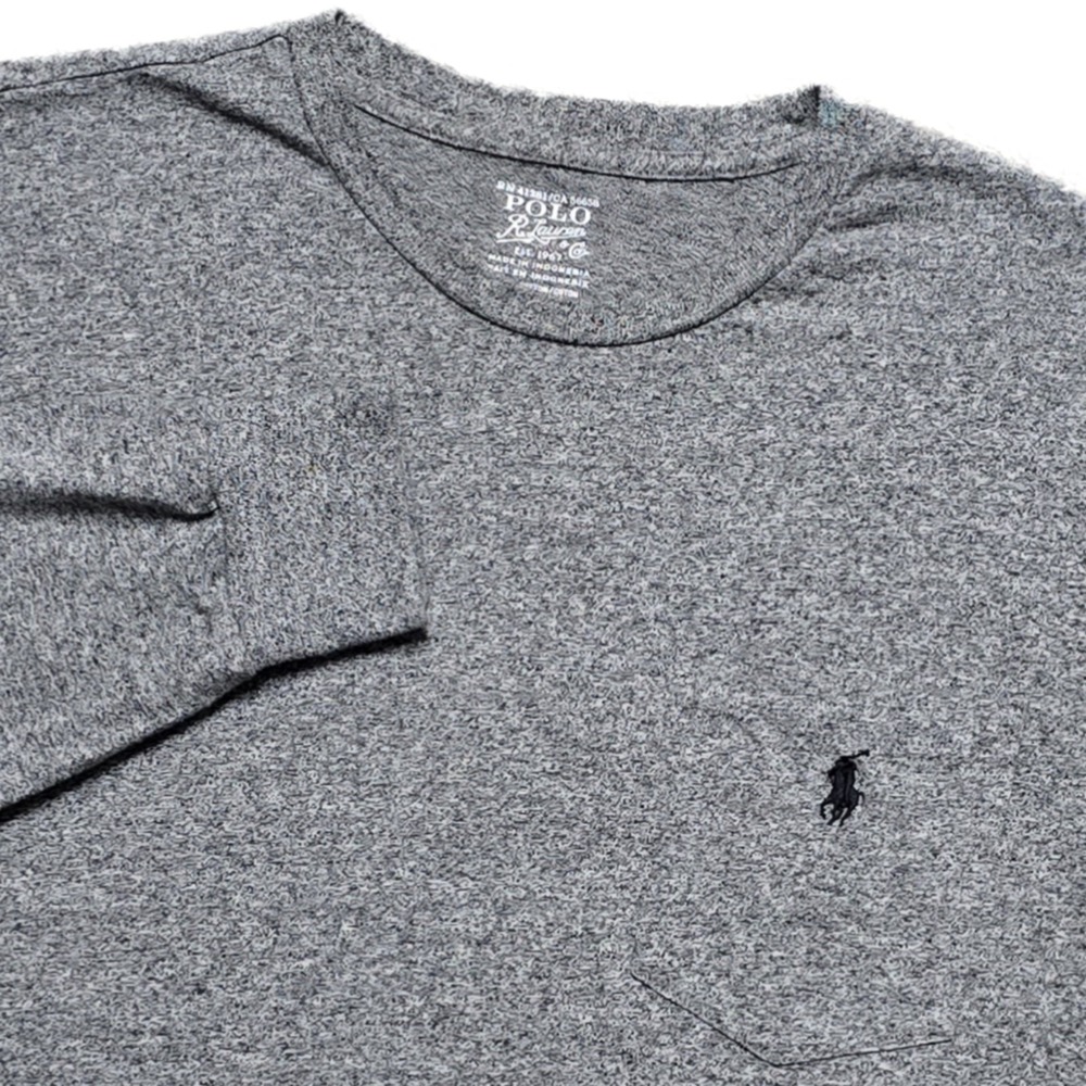 Polo Ralph Lauren Pocket Long Sleeve T-Shirt Heather Gray Mens M Black Pony